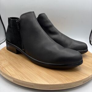 NAOT Helm Black Leather Suede Ankle Boots Dual Zip EU41 US10 Comfort Walking